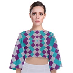 Texture Violet Tie Back Butterfly Sleeve Chiffon Top