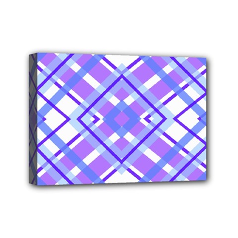 Geometric Plaid Purple Blue Mini Canvas 7  X 5  (stretched) by Mariart