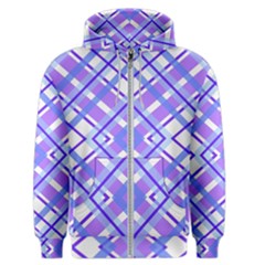 Geometric Plaid Purple Blue Men s Zipper Hoodie