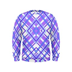 Geometric Plaid Purple Blue Kids  Sweatshirt