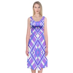 Geometric Plaid Purple Blue Midi Sleeveless Dress by Mariart