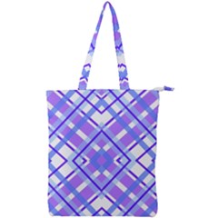 Geometric Plaid Purple Blue Double Zip Up Tote Bag