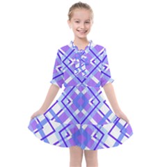 Geometric Plaid Purple Blue Kids  All Frills Chiffon Dress