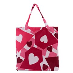 Pink Hearts Pattern Love Shape Grocery Tote Bag by Bajindul