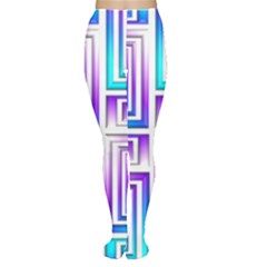 Geometric Metallic Aqua Purple Tights