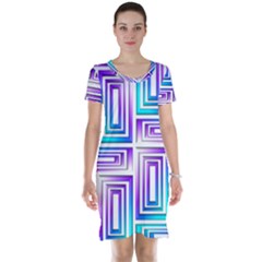 Geometric Metallic Aqua Purple Short Sleeve Nightdress by HermanTelo