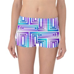 Geometric Metallic Aqua Purple Reversible Boyleg Bikini Bottoms