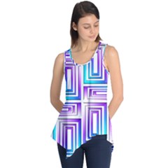 Geometric Metallic Aqua Purple Sleeveless Tunic