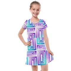 Geometric Metallic Aqua Purple Kids  Cross Web Dress
