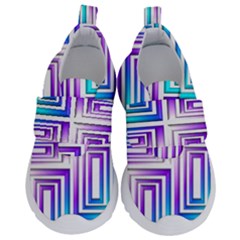 Geometric Metallic Aqua Purple Kids  Velcro No Lace Shoes