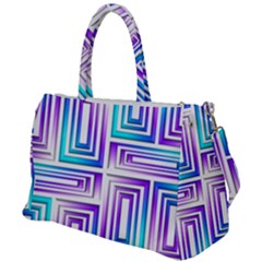 Geometric Metallic Aqua Purple Duffel Travel Bag by HermanTelo