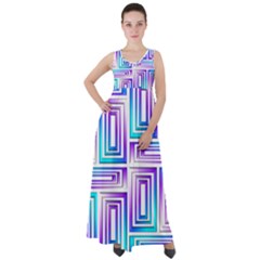 Geometric Metallic Aqua Purple Empire Waist Velour Maxi Dress