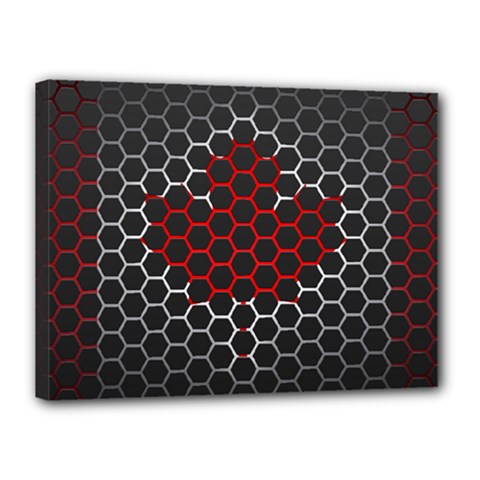Canada Flag Hexagon Canvas 16  X 12  (stretched) by HermanTelo