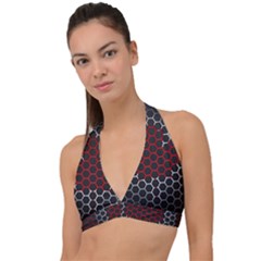 Canada Flag Hexagon Halter Plunge Bikini Top