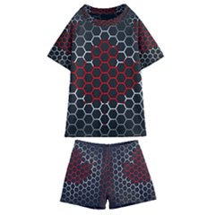 Canada Flag Hexagon Kids  Swim Tee And Shorts Set by HermanTelo