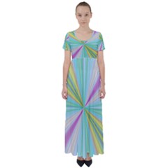 Background Burst Abstract Color High Waist Short Sleeve Maxi Dress