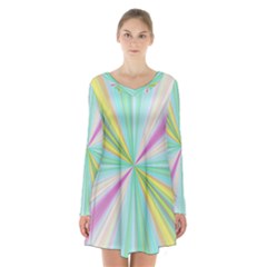 Background Burst Abstract Color Long Sleeve Velvet V-neck Dress by HermanTelo