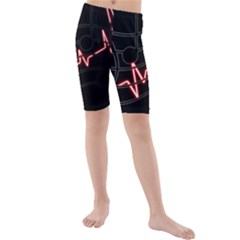 Music Wallpaper Heartbeat Melody Kids  Mid Length Swim Shorts by HermanTelo