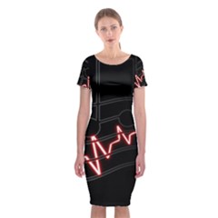 Music Wallpaper Heartbeat Melody Classic Short Sleeve Midi Dress by HermanTelo