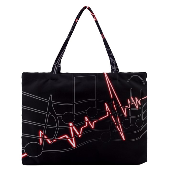 Music Wallpaper Heartbeat Melody Zipper Medium Tote Bag