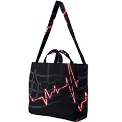 Music Wallpaper Heartbeat Melody Square Shoulder Tote Bag by HermanTelo