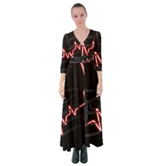 Music Wallpaper Heartbeat Melody Button Up Maxi Dress