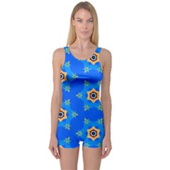 Pattern Backgrounds Blue Star One Piece Boyleg Swimsuit