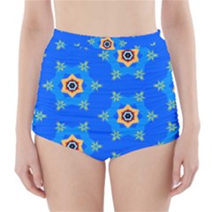Pattern Backgrounds Blue Star High-waisted Bikini Bottoms