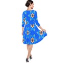 Pattern Backgrounds Blue Star Quarter Sleeve Waist Band Dress View2