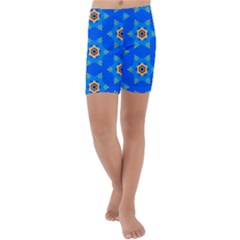 Pattern Backgrounds Blue Star Kids  Lightweight Velour Capri Yoga Leggings by HermanTelo