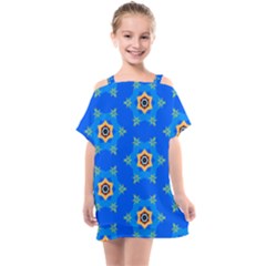 Pattern Backgrounds Blue Star Kids  One Piece Chiffon Dress