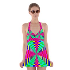 Maze Rainbow Vortex Halter Dress Swimsuit 