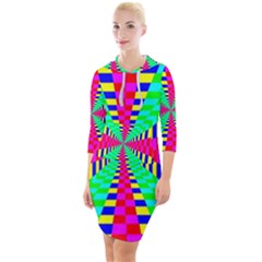 Maze Rainbow Vortex Quarter Sleeve Hood Bodycon Dress