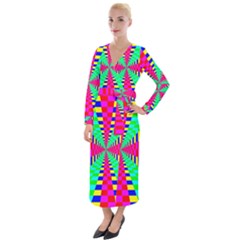 Maze Rainbow Vortex Velvet Maxi Wrap Dress