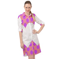 Love Heart Valentine Long Sleeve Mini Shirt Dress by HermanTelo