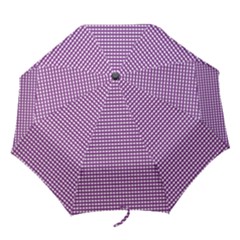 Gingham Plaid Fabric Pattern Purple Folding Umbrellas by HermanTelo