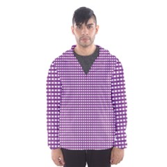 Gingham Plaid Fabric Pattern Purple Men s Hooded Windbreaker