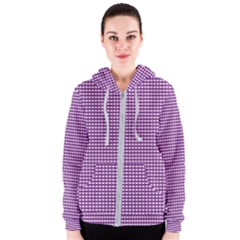 Gingham Plaid Fabric Pattern Purple Women s Zipper Hoodie