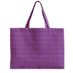 Gingham Plaid Fabric Pattern Purple Zipper Mini Tote Bag