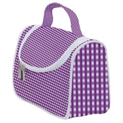 Gingham Plaid Fabric Pattern Purple Satchel Handbag by HermanTelo