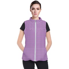 Gingham Plaid Fabric Pattern Purple Women s Puffer Vest