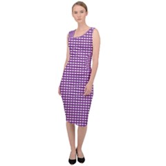 Gingham Plaid Fabric Pattern Purple Sleeveless Pencil Dress