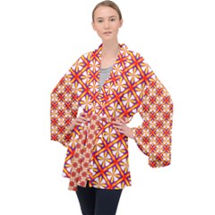 Hexagon Polygon Colorful Prismatic Velvet Kimono Robe
