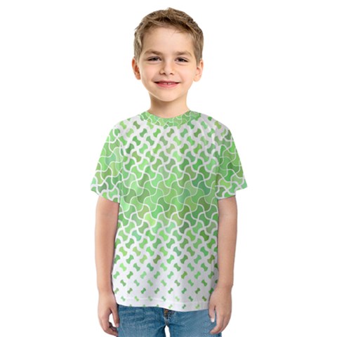 Green Pattern Curved Puzzle Kids  Sport Mesh Tee by HermanTelo