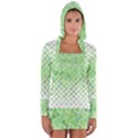 Green Pattern Curved Puzzle Long Sleeve Hooded T-shirt View1