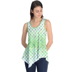 Green Pattern Curved Puzzle Sleeveless Tunic