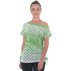 Green Pattern Curved Puzzle Tie-up Tee