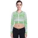 Green Pattern Curved Puzzle Long Sleeve Zip Up Bomber Jacket View1
