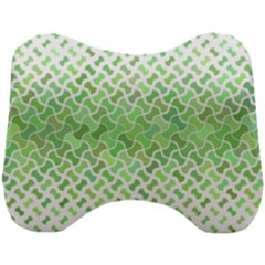 Green Pattern Curved Puzzle Head Support Cushion by HermanTelo