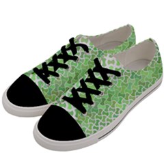 Green Pattern Curved Puzzle Men s Low Top Canvas Sneakers